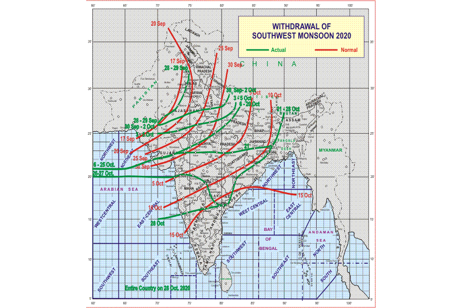 Southwest monsoon beats the retreat in India, records above-normal rain overall