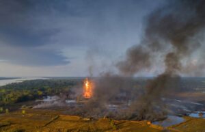 Blown out OIL well in Assam catches fire