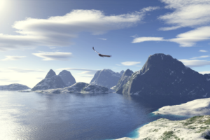 mountains and bird